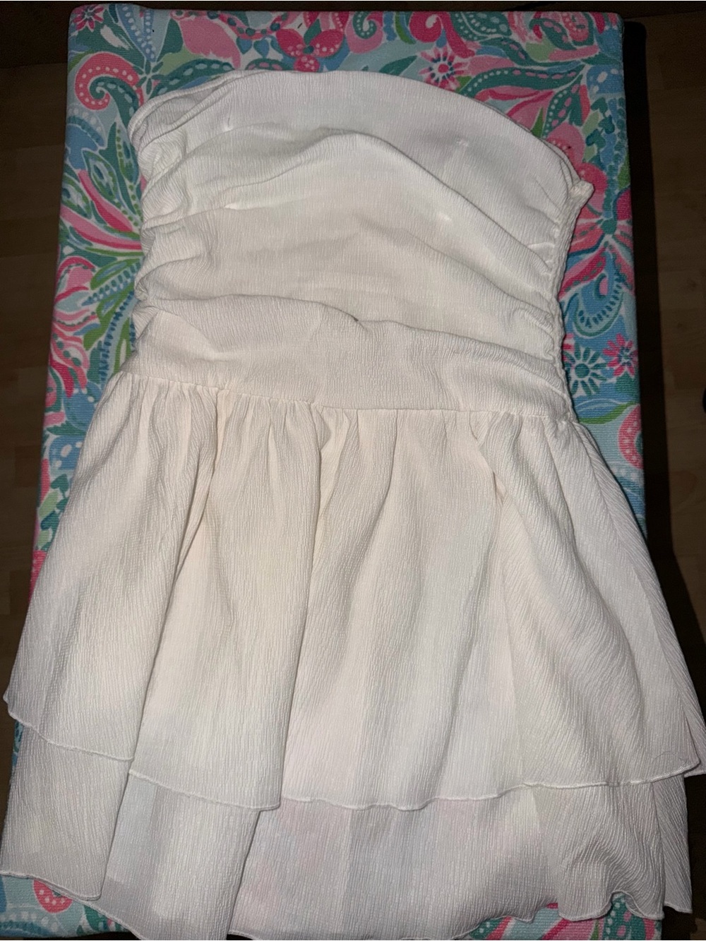 Strapless Ivory Tiered Dress Top